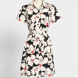 Vintage Repro Belted Print Dress